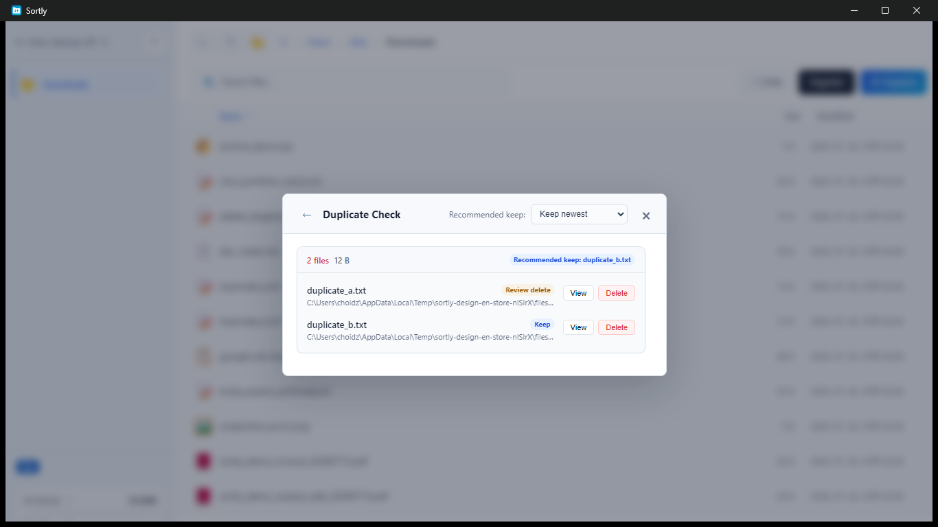 Duplicate files grouped by matching content