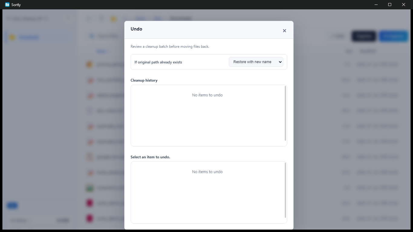 Restore a file cleanup to the original locations